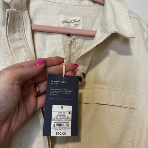 NEW universal thread Women's Cream Jumpsuit size 6 off white beige short sleeved - Picture 3 of 4